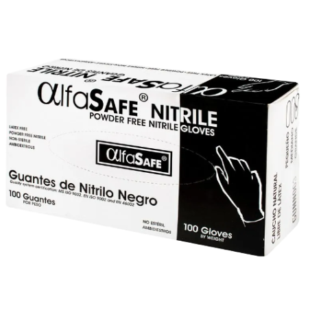 GUANTES DE NITRILO ALFA SAFE  Talla  M Caja X 100 Und