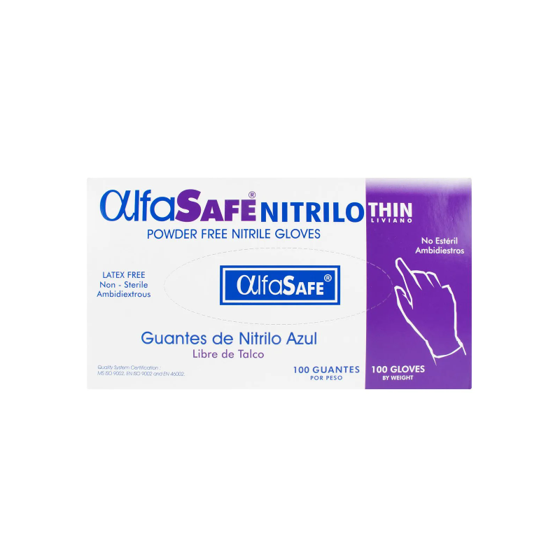 GUANTES DE NITRILIO  AZUL TALLA S/M/L ALFA SAFE