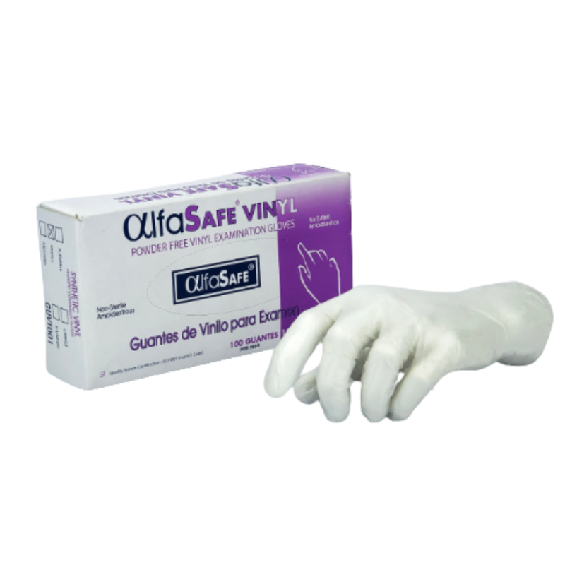 GUANTE VINILO ALFASAFE  CJ X 100 UNDS - S M L