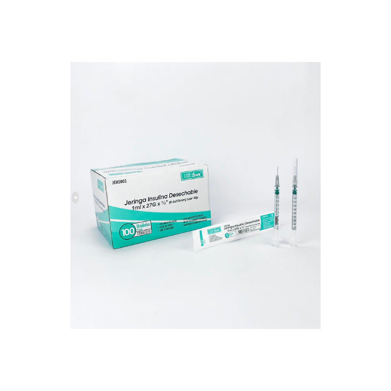 JERINGA DE INSULINA DESECHABLE 1 ML x 27G x 1/2 "   UND - ALFA SAFE